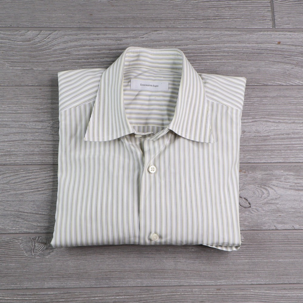 Ermenegildo Zegna Portofino Comfort Striped Button Front Shirt Mens 16.5 / 42